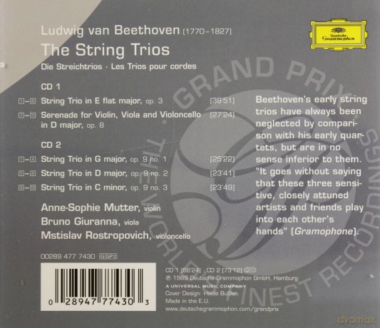 Mutter,Giuranna,Rostropowich: Beethoven:The String Trios Grand Prix [2CD]