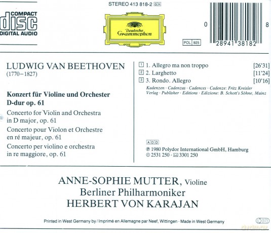 Mutter,Karajan,Berliner Phil.: Beethoven-Violinconc. [CD]