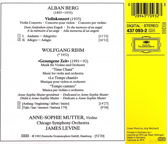 Mutter,Levine,Chicago Sym.Orch.: Berg:Violin Concerto/Richm:Gesugene Zeit [CD]