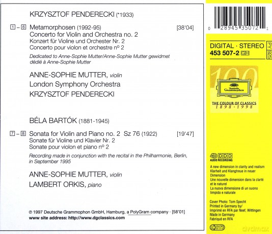 Mutter/Previn: Penderecki Vln.Cto.No.2 [CD]