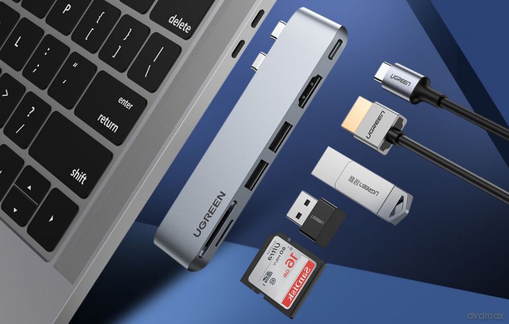 HUB Ugreen CM380 2xUSB C - HDMI/2xUSB 3.0/SDTF/USB C PD - szary