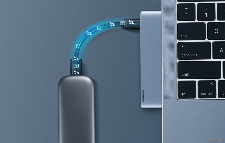 HUB Ugreen CM380 2xUSB C - HDMI/2xUSB 3.0/SDTF/USB C PD - szary