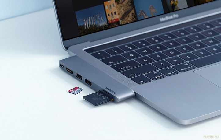 HUB Ugreen CM380 2xUSB C - HDMI/2xUSB 3.0/SDTF/USB C PD - szary