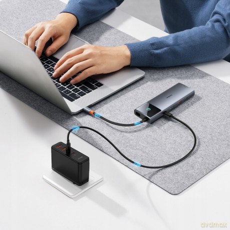 HUB USB 11w1 Baseus Metal Gleam Series II USB-A/USB-C PD/HDMI/DP/RJ45/SD/TF - czarny