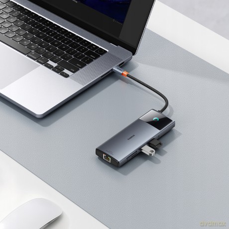 HUB USB 11w1 Baseus Metal Gleam Series II USB-A/USB-C PD/HDMI/DP/RJ45/SD/TF - czarny
