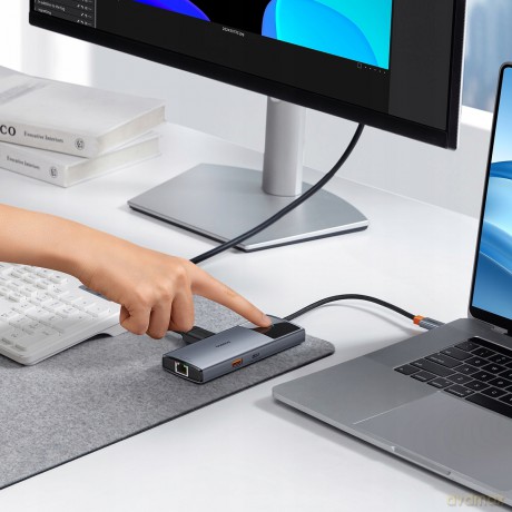 HUB USB 6w1 Baseus Metal Gleam Series II USB-A/USB-C/USB-C PD/HDMI/RJ45 - czarny