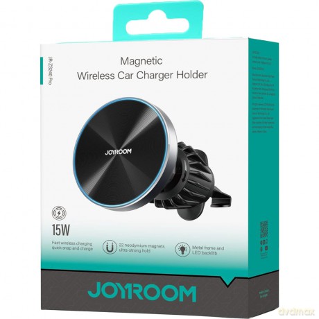 Joyroom magnetyczny uchwyt samochodowy bezprzewodowa ładowarka 15W na kratkę wentylacyjną nawiew czarna (JR-ZS240 Pro)