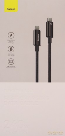 Kabel USB C - USB C 480Mb/s 240W 3m Baseus Tungsten Gold CAWJ040101 - czarny