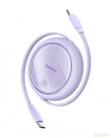 Kabel wysuwany Baseus Free2Draw Mini USB-C - USB-C 100W 1m - fioletowy