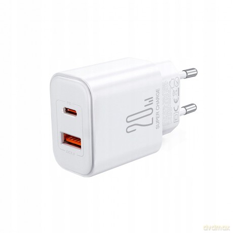 Ładowarka EU Joyroom JR-TCF05 20W USB-A USB-C + kabel USB-C - biała