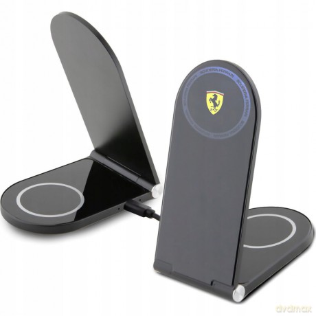 Ładowarka indukcyjna Ferrari Printed Logo MagSafe składana 2w1 15W - czarna