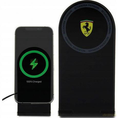 Ładowarka indukcyjna Ferrari Printed Logo MagSafe składana 2w1 15W - czarna