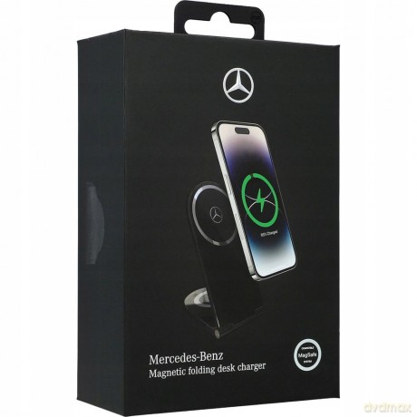 Ładowarka indukcyjna Mercedes Silver Stars MagSafe składana 2w1 15W - czarna