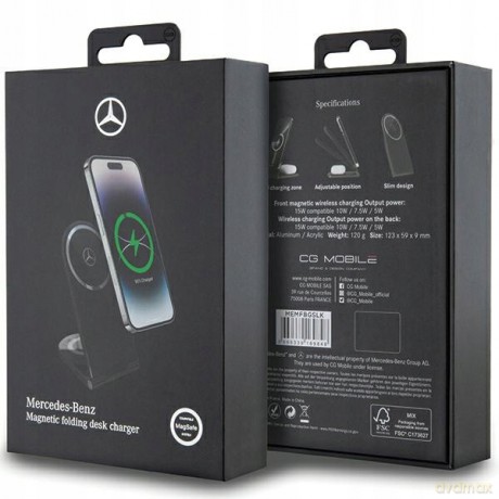 Ładowarka indukcyjna Mercedes Silver Stars MagSafe składana 2w1 15W - czarna