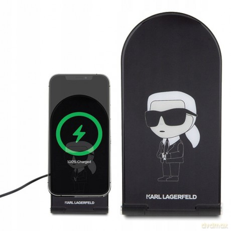 Ładowarka Karl Lagerfeld Ikonik MagSafe indukcyjna 15W składana 2w1 - czarna