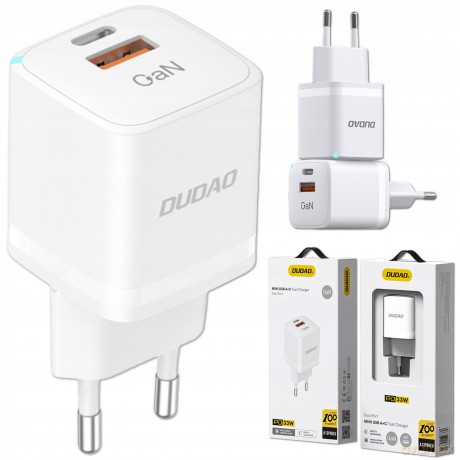 Ładowarka sieciowa GaN 33W PPS USB C/USB Dudao A13Pro - biała