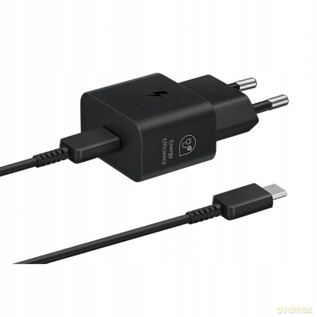 Ładowarka sieciowa GaN Samsung EP-T2510XBEGEU 25W SFC z kablem USB-C - czarna