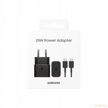 Ładowarka sieciowa GaN Samsung EP-T2510XBEGEU 25W SFC z kablem USB-C - czarna