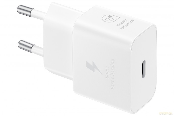 Ładowarka sieciowa GaN Samsung EP-T2510XWEGEU 25W SFC z kablem USB-C - biała