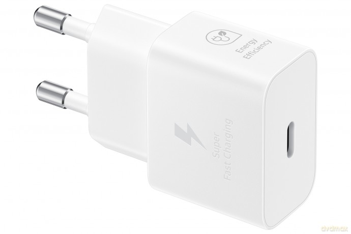 Ładowarka sieciowa GaN Samsung EP-T2510XWEGEU 25W SFC z kablem USB-C - biała