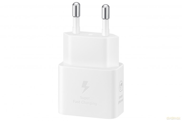Ładowarka sieciowa GaN Samsung EP-T2510XWEGEU 25W SFC z kablem USB-C - biała