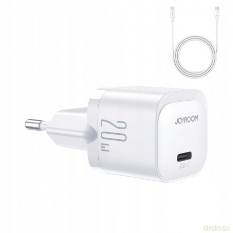 Ładowarka sieciowa Joyroom JR-TCF02 USB-C PD 20W + kabel USB-C - biała