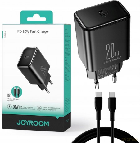 Ładowarka sieciowa Joyroom JR-TCF06 USB-C PD 20W + kabel USB-C - czarna