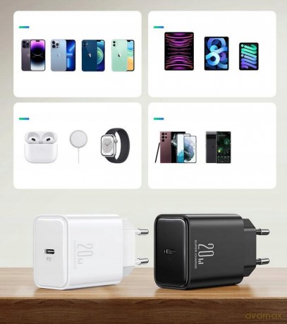 Ładowarka sieciowa Joyroom JR-TCF06 USB-C PD 20W + kabel USB-C - czarna