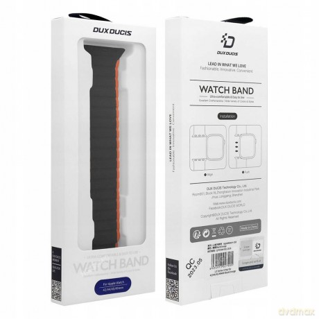 Magnetyczny pasek Apple Watch Ultra, SE, 9, 8, 7, 6, 5, 4, 3, 2, 1 (49, 45, 44, 42 mm) Dux Ducis Strap (LD Version) - czarno-pomarańczowy