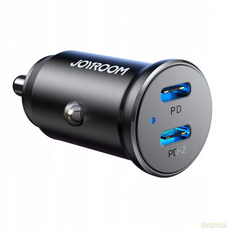 Mini ładowarka samochodowa Joyroom JR-CCN06 30W 2x USB-C metalowa - czarna