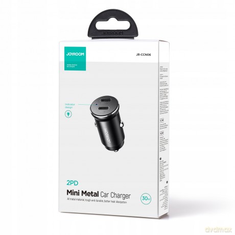 Mini ładowarka samochodowa Joyroom JR-CCN06 30W 2x USB-C metalowa - czarna