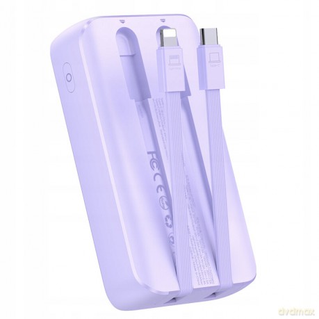 Mini powerbank Joyroom JR-PBC07 20000mAh 30W z kablami USB-C i Lightning - fioletowy