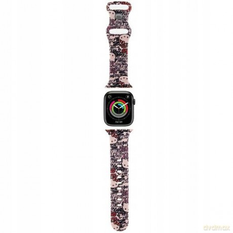 Pasek Hello Kitty Silicone Tags Graffiti na Apple Watch 38/40/41mm - różowy