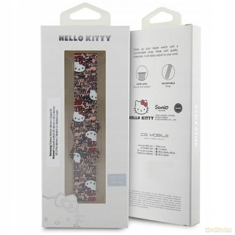 Pasek Hello Kitty Silicone Tags Graffiti uniwersalny 22mm - różowy