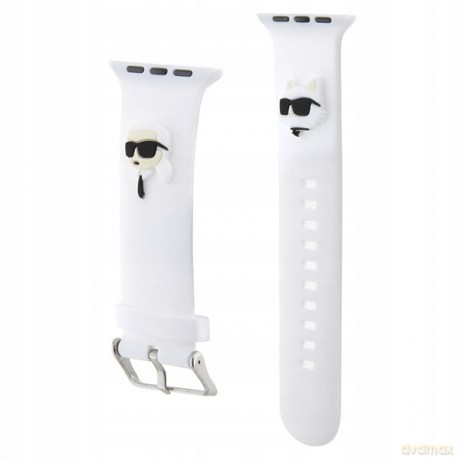 Pasek Karl Lagerfeld 3D Rubber Karl&Choupette Heads na Apple Watch 38/40/41mm - biały