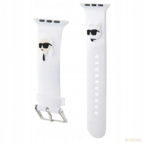 Pasek Karl Lagerfeld 3D Rubber Karl&Choupette Heads na Apple Watch 42/44/45/49mm - biały