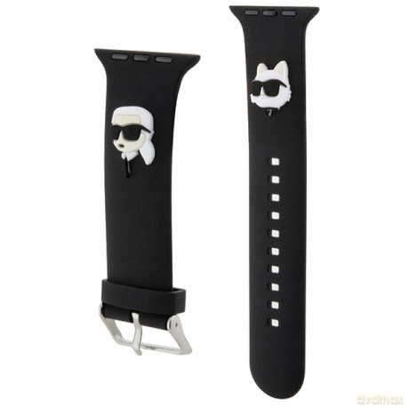 Pasek Karl Lagerfeld 3D Rubber Karl&Choupette Heads na Apple Watch 42/44/45/49mm - czarny