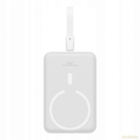 Powerbank Baseus Magnetic Mini MagSafe 10000mAh 20W z wbudowanym kablem Lightning - biały + kabel Baseus Simple Series USB-C - USB-C 60W 0.3m