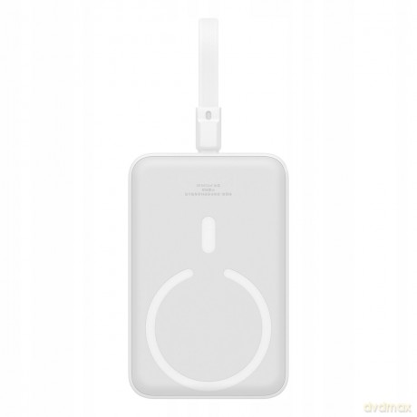 Powerbank Baseus Magnetic Mini MagSafe 10000mAh 20W z wbudowanym kablem Lightning - biały + kabel Baseus Simple Series USB-C - USB-C 60W 0.3m