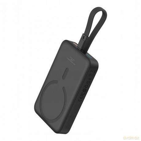 Powerbank Baseus Magnetic Mini MagSafe 10000mAh 20W z wbudowanym kablem Lightning - czarny + kabel Baseus Simple Series USB-C - USB-C 60W 0.3m