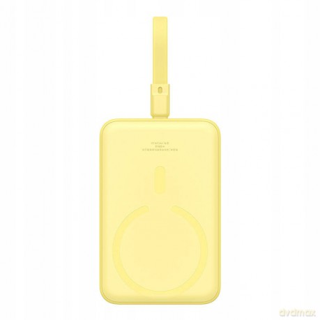 Powerbank Baseus Magnetic Mini MagSafe 10000mAh 20W z wbudowanym kablem Lightning - żółty + kabel Baseus Simple Series USB-C - USB-C 60W 0.3m