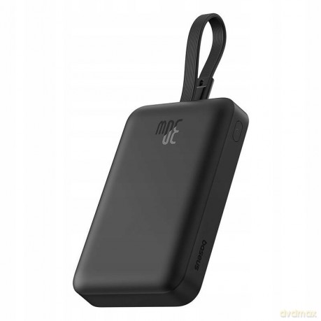 Powerbank Baseus Magnetic Mini MagSafe 10000mAh 30W z wbudowanym kablem Lightning - czarny + kabel Baseus Simple Series USB-C - USB-C 60W 0.3m
