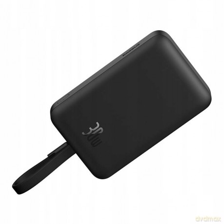 Powerbank Baseus Magnetic Mini MagSafe 10000mAh 30W z wbudowanym kablem Lightning - czarny + kabel Baseus Simple Series USB-C - USB-C 60W 0.3m