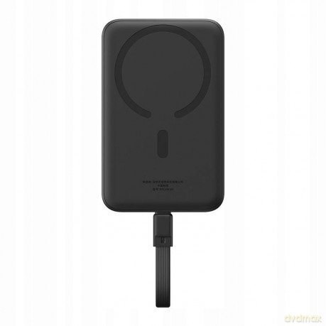 Powerbank Baseus Magnetic Mini MagSafe 10000mAh 30W z wbudowanym kablem Lightning - czarny + kabel Baseus Simple Series USB-C - USB-C 60W 0.3m