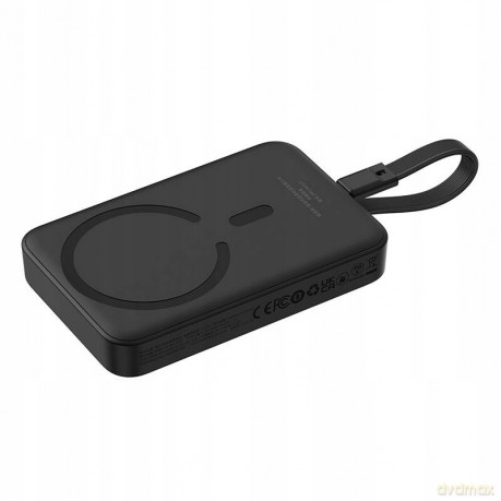 Powerbank Baseus Magnetic Mini MagSafe 10000mAh 30W z wbudowanym kablem Lightning - czarny + kabel Baseus Simple Series USB-C - USB-C 60W 0.3m