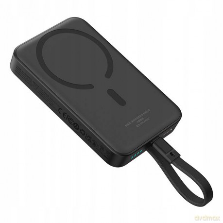 Powerbank Baseus Magnetic Mini MagSafe 10000mAh 30W z wbudowanym kablem Lightning - czarny + kabel Baseus Simple Series USB-C - USB-C 60W 0.3m