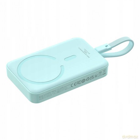 Powerbank Baseus Magnetic Mini MagSafe 10000mAh 30W z wbudowanym kablem USB-C - niebieski + kabel Baseus Simple Series USB-C - USB-C 60W 0.3m