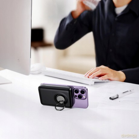 Powerbank bezprzewodowy 10000mAh Joyroom JR-W050 20W MagSafe z podstawką + kabel USB-C - biały