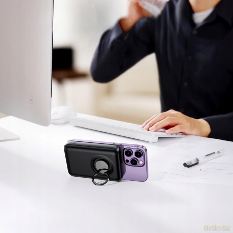 Powerbank bezprzewodowy 10000mAh Joyroom JR-W050 20W MagSafe z podstawką + kabel USB-C - niebieski