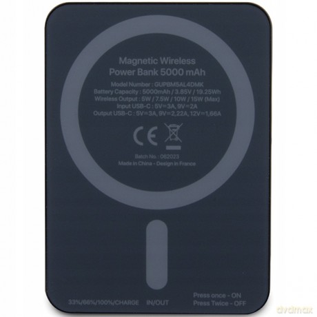 Powerbank indukcyjny Guess MagSafe 4G Strassed Metal Logo 15W 5000mAh - czarny